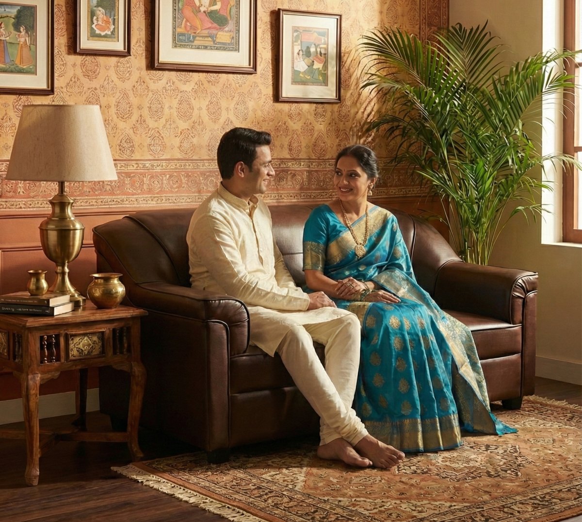 Premium Fabric 3-Seater Sofa with Wooden Accents - Image 3