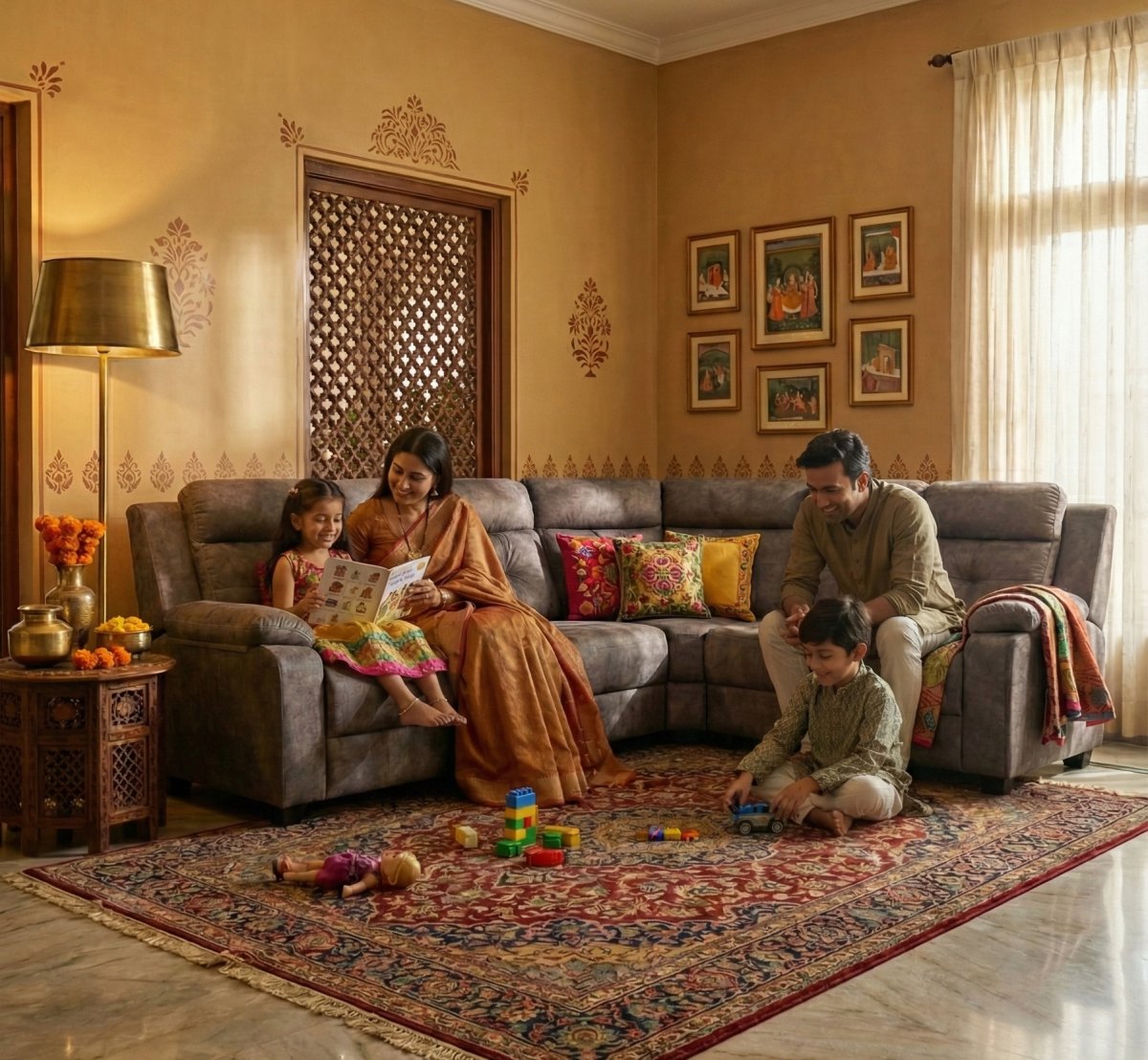 Premium Grey L-Shape Fabric Sofa with Plush Recliner-Style Comfort - Image 3