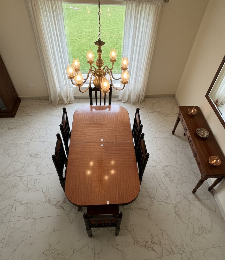 Premium Solid Wood 6-Seater Dining Table Set with Classic Turned Leg Design - Image 2