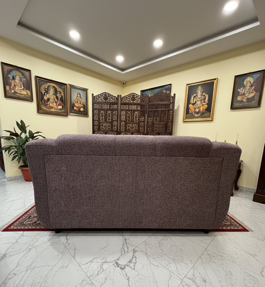 Premium 3-Seater Grey Fabric Sofa with Quilted Backrest - Image 4