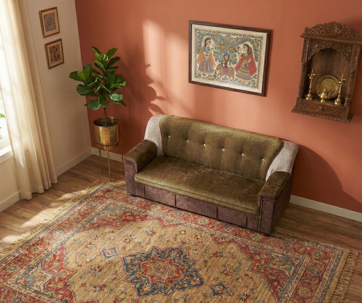 3+1+1 Premium Velvet Fabric Sofa Set – Olive & Mocha Brown - Image 3