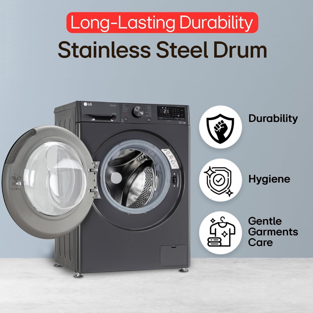 LG 9kg 5-Star Wi-Fi Inverter Front Load - Image 5